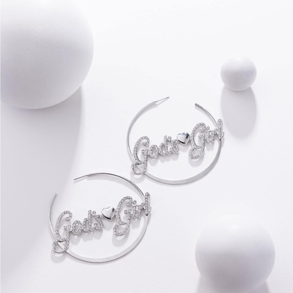 Silver Hoop Earrings with Crystal Accents